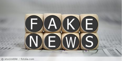 Kleine Würfel mit der Aufschrift "Fake News".