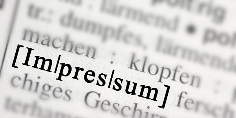 Ein Ausschnitt mit der Aufschrift "Impressum".