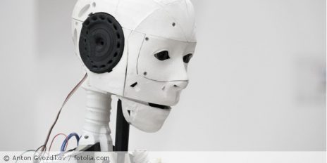 Ein Roboterkopf.