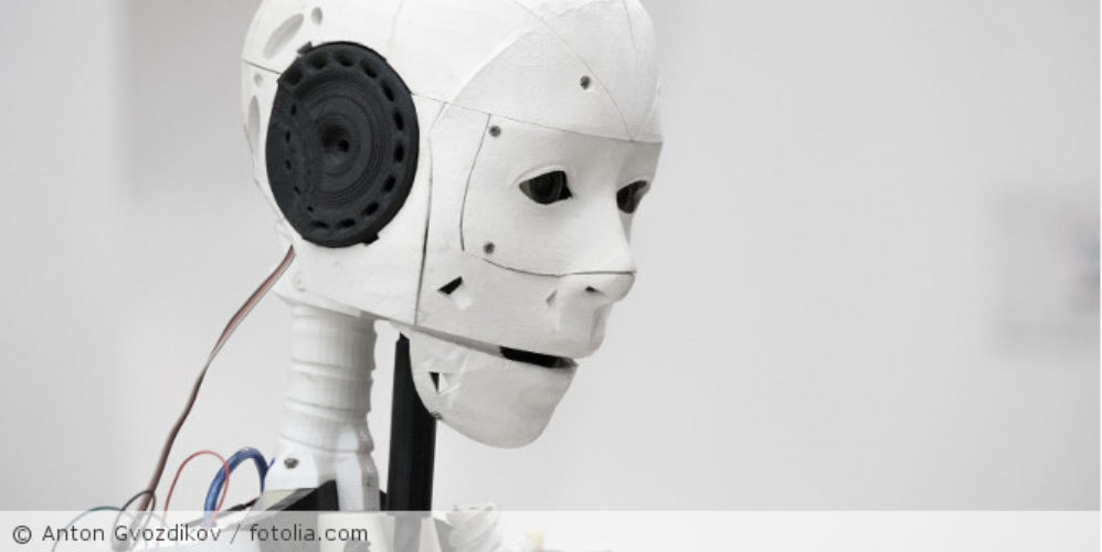 Ein Roboterkopf.