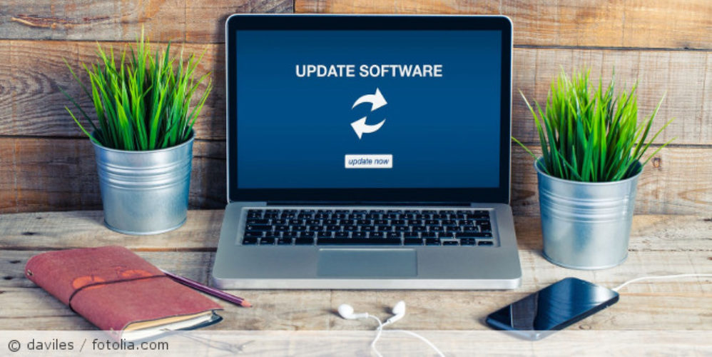 Ein Computer mit einem Software-Update.