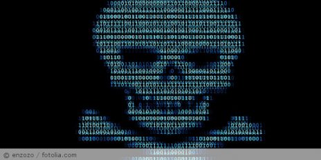 Ein Totenkopf auf einem Monitor.