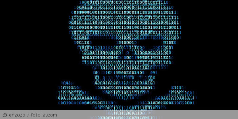Ein Totenkopf auf einem Monitor.
