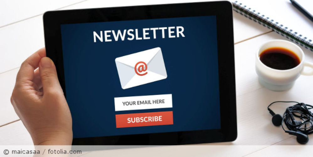 Tablet mit Newsletteranmeldung.