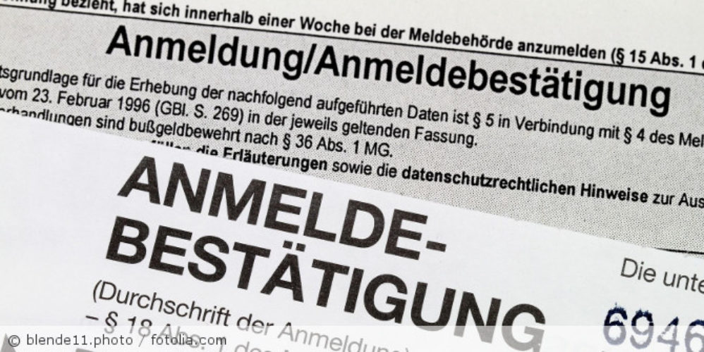 Ausschnitt von einer Anmeldebestätigung.