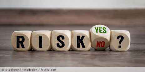 Würfel mit der Aufschrift "RISK YES/NO?".