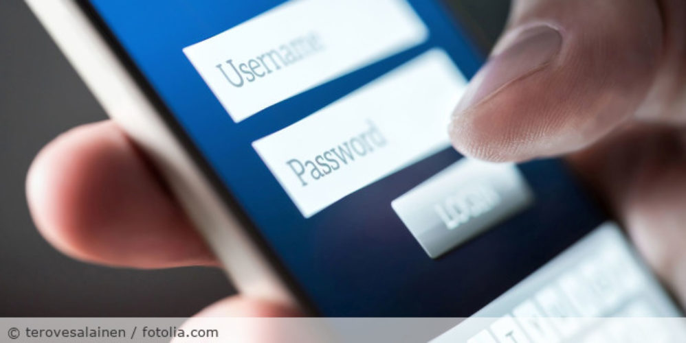 Login Fenster auf einen Smartphone.
