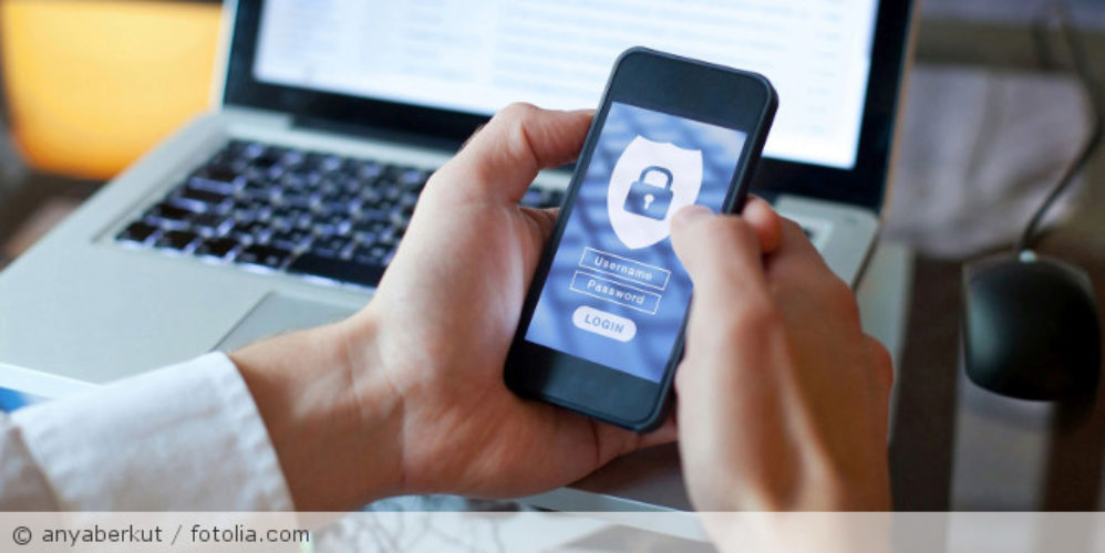 Login-Fenster auf einen Smartphone.