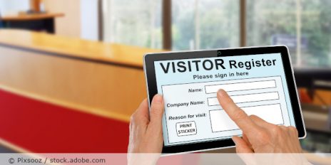 Tablet mit Besucher Registration.