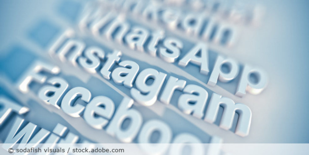 Hervorgehobene Wörter, die sich auf Social-Media beziehen.