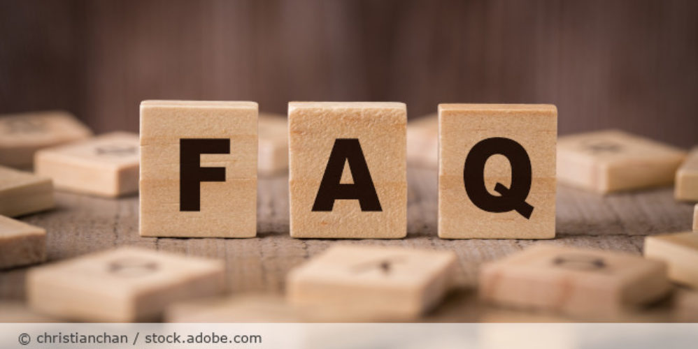 Würfel mit der Aufschrift "FAQ".