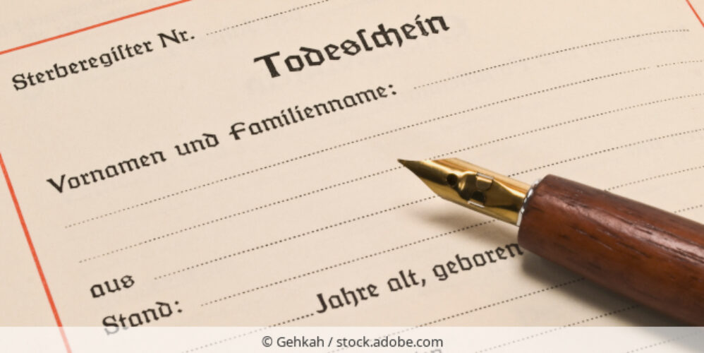 Ein unausgefüllter Todesschein.