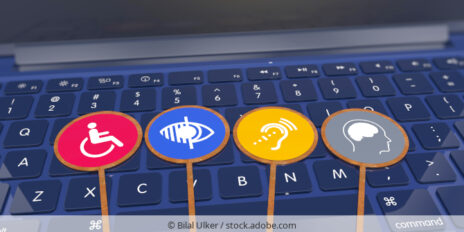 Disability signs displayed on a laptop.