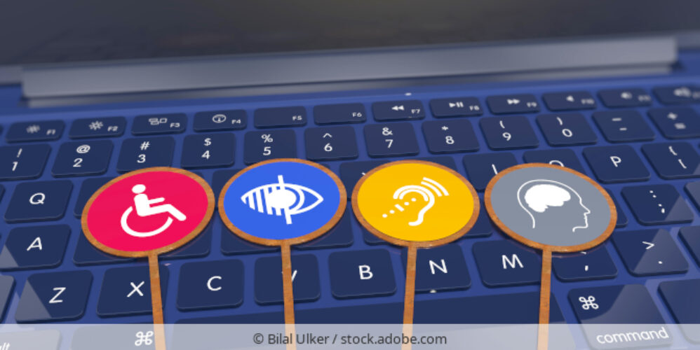 Disability signs displayed on a laptop.