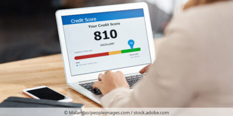 Bank employee checking a credit score.